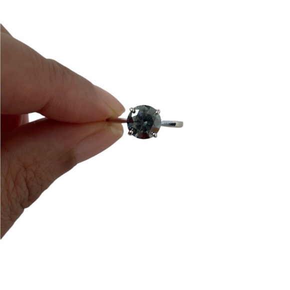 S925 2.5-3 Carat Gray Moissanite Round Lotus Petal 4 Prong Tulip Ring - Picture 3 of 9